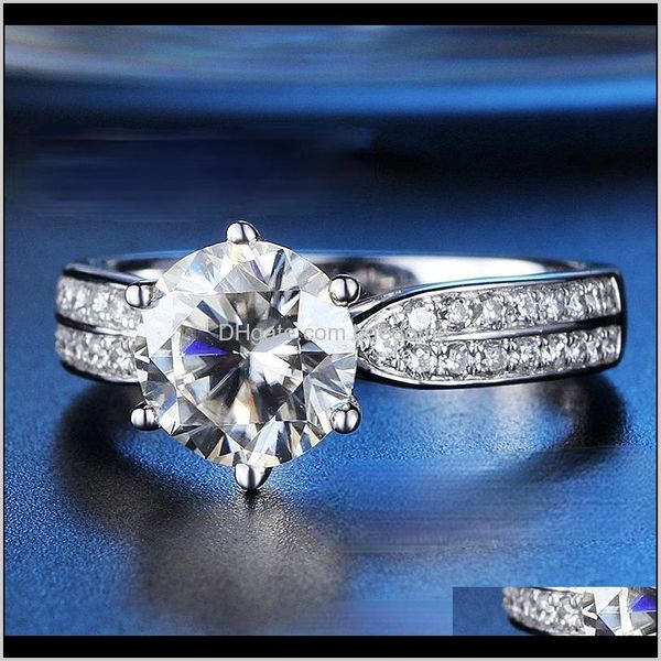 Anneaux de mariage Bijoux Simation Moissanite Mosaïque Plaqué Or 1 Carat Femmes Fly-Incrusté Bague En Diamant Drop Delivery 2021 Wrzht