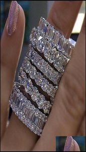 Anneaux de mariage Bijoux Vecalon 6 Style Eternity Promise Ring Diamond Stone 925 Sterling Sier Engagement Band for Women Men 9 T2 DRO3421015