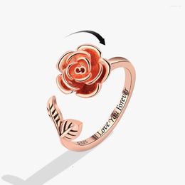 Trouwringen Jisensp vrouwen Open Rose Flower Fidget Spinner roteren vrij draaiende anti -stressaccessoires sieraden