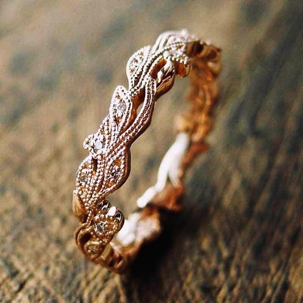 Anillos de boda JK Romántico O / L Mujeres con estilo Banda de anillo Accesorios diarios Trajes Damas de oficina con diseño de bobinado Cirrus Venta al por mayor LotsBulk