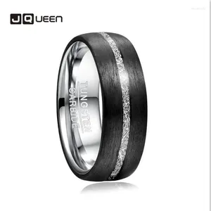 Trouwringen JQUEEN 8mm heren wolfraamcarbide ring ingelegd koolstofvezel imitatie vermiculiet stalen band