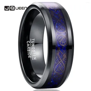 Trouwringen JQUEEN Blue Dragon Tungsten Carbide Ring Mannen Sieraden 8 MM Brede Plating Zwart Cadeau Voor Man