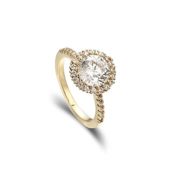 Anneaux de mariage Kfvanfi Style classique couleur or grand Zircon pierre unique bague pour femmes dames 286I