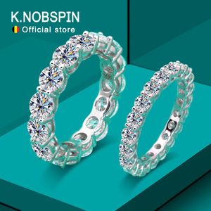 Trouwringen Knobspin 5mm 7ct D Kleur Ring 925 Verzilverd met Wit Goud Bruiloft Band Band Verlovingsringen voor vrouwen 231202