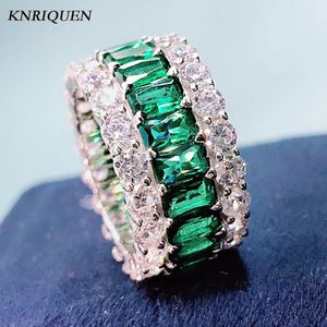 Anneaux de mariage KNRIQUEN 100 925 véritable cocktail en argent grand pour les femmes créées émeraude rubis saphir bandes de pierres précieuses bijou 231206