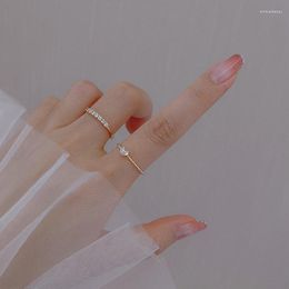 Wedding ringen Korea mode weef kristallen hartvormige schattige band voor vrouwen goud kleur verloving meisje feest ring sieraden cadeau