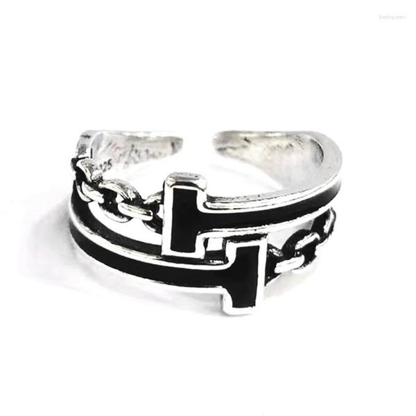 Anneaux de mariage charme coréen lettre noire pour les femmes doigt féminin cadeau d'anniversaire romantique petite amie bijoux