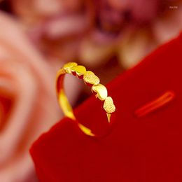 Wedding ringen Koreaanse mode damesring voor verloving goud kleur sieraden verstelbare kleine hart vingermeisjes verjaardagscadeaus