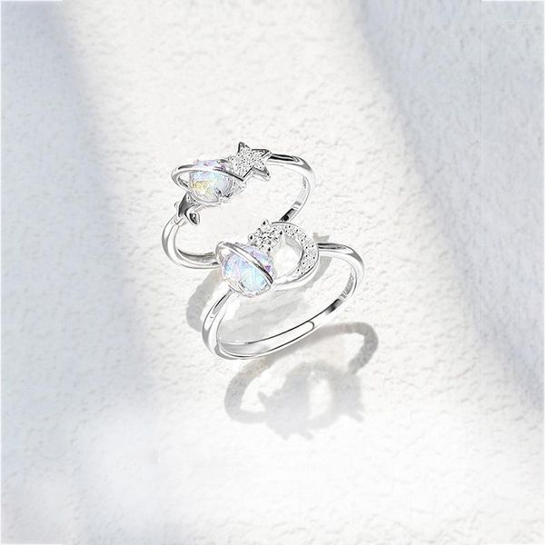 Anneaux de mariage Version coréenne Moonlight Stone Star Moon Ring Ins Ins Ins Index ouverts Fresh et à la mode