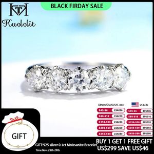 Kuololit 1.5CT 585 14K 10K anneaux en or blanc pour femmes rond OEC brillant Solitaire mariage complet bande de luxe 231121