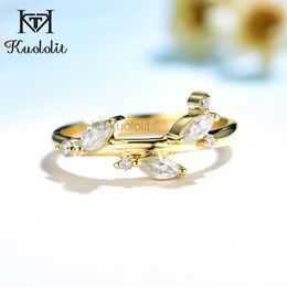 Trouwringen Kuololit 18K 14K Geel Gouden Ring voor Vrouwen Takken Marquise Solitaire Matching Band Engagement Kerstmis 230922