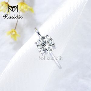 Kuololit 2CT 1CT Bague pour Femme Solide Or Blanc 14K 10K 80mm Coupe Ronde DVVS1 Bague Solitaire pour Fiançailles Mariage 230206