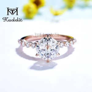 Wedding Rings Kuololit 2ct Jubilee Cut 14K 585 Roségoud voor vrouwen D VVS Round Bubble Luxury ring verloving 230306