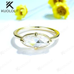 Trouwringen Kuololit Rose Cut voor Dames Heren Solid 18K 14K Geel Goud Ovale Prong set Verlovingsverjaardag 230921