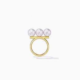 Wedding Rings Kurshuni Aangepast Gevrouwde ThreePearls Ring For Women Gold Color Luxury -kwaliteit sieraden Trend Koreaanse mode Ins 230811