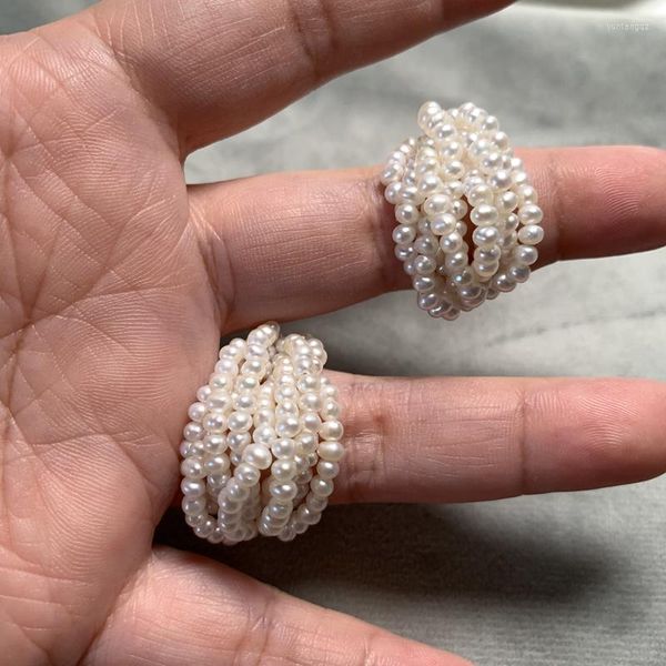 Alianzas Mujer Perlas Naturales Chapadas en Oro 18K Regalos Multicapa Hechos a Mano. Entrega gratuita de joyería de perlas muy brillantes.