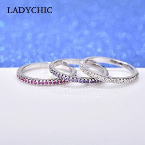 Trouwringen LadyChic Simple Round Crystal for Women Silver Color Stackable Thin Ring Exquisite Sieraden Lover's Gift LR1082