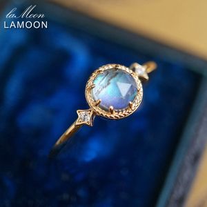 Bagues de mariage LAMOON Bague en pierres précieuses naturelles pour femmes Topaze Abalone Shell 925 Sterling Silver Gold Vermeil Fine Jewelry Vintage Bijou Summer 230715