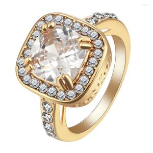 Anneaux de mariage grand carré cristal bague pour femmes bijoux de luxe cadeau 2022 CZ gemme couleur or fiançailles