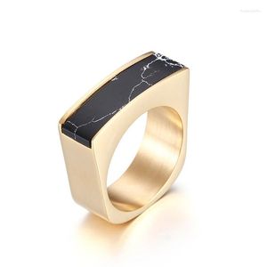 Anneaux de mariage Derniers bijoux de créateur Unique Black Opal Stone Forme carrée Doigt pour hommes et femmes