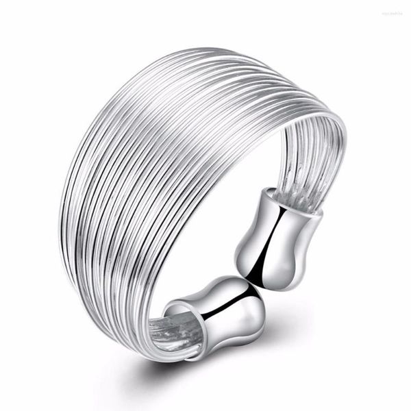 Anneaux de mariage Lekani mode 925 timbre couleur argent ouvert pour les femmes bijoux fins bague fête cadeau d'anniversaire