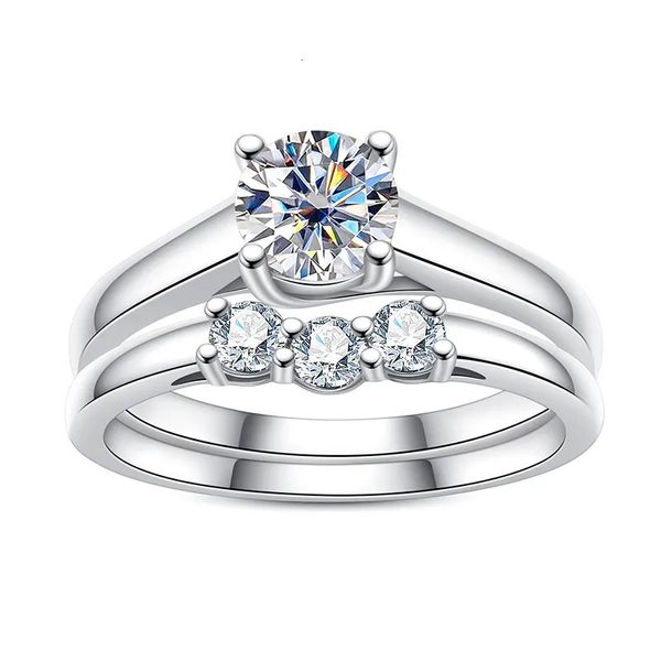 Anneaux de mariage LESF 1 Carats bague de mariage en diamant rond pour femmes cadeau de fiançailles bijoux à la mode 231021
