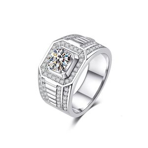 Wedding Rings Lesf 925 Sterling Silver Plating Platinum Color Full 1 Carat Men Sieraden 230303