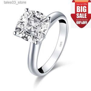 Trouwringen LESF Mode 3.0 CT Kussen Geslepen Solitaire Ring 925 Sterling Zilver Verlovingsglanzende SONA Steen Zilveren Bruiloft Ringen Q231024