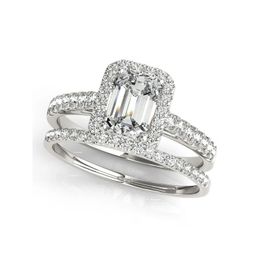 Anillos de boda LESF Luxury 925 Sterling Silver 4 CT Conjuntos de diamantes esmeralda para mujeres Regalo 231117