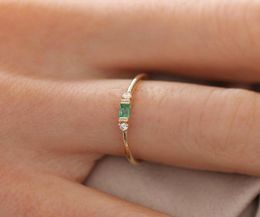 Wedding Rings Lkn Amazon Wish European and American Rose Gold Vrouw Emerald Zirkon Geplateerd 18K verlovingsring1089749