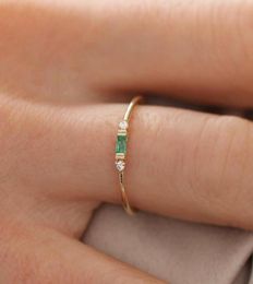 Wedding Rings Lkn Amazon Wish European and American Rose Gold Vrouw Emerald Zirkon PLATED 18K verlovingsring3518535