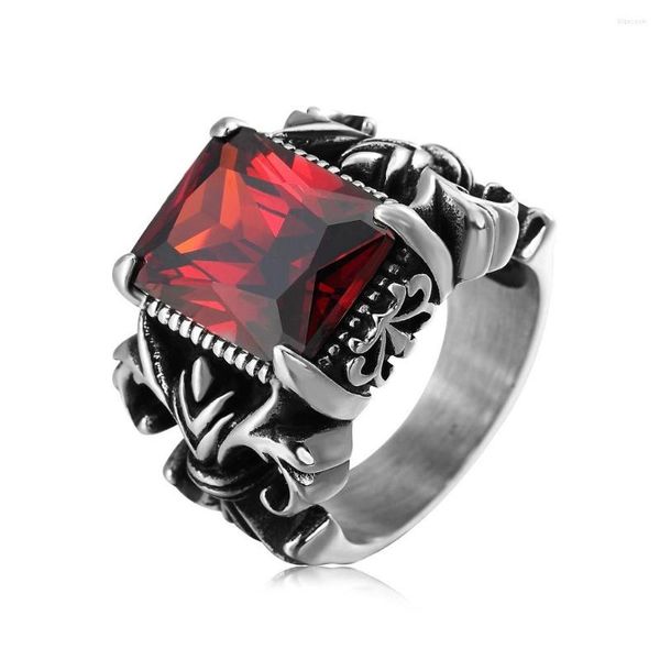 Anneaux de mariage Loredana Exquisite Faith Series Jewelry For Men.Vintage Punk Fancy Cross Shape Advanced Zircon Stainless Steel Ring.R858
