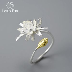 Anillos de boda Lotus Fun Night-Blooming Cereus Flower Anillos ajustables para mujeres Plata de ley 925 Certificado Diseñador de lujo Joyería fina 231012