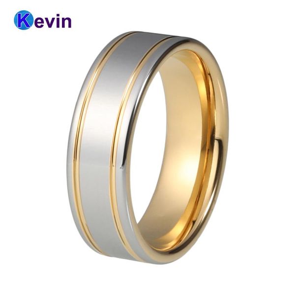 Anillos de boda Love Forever Anillo de oro de dos tonos con tungsteno para hombres y mujeres