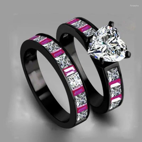 Anillos de boda Amor Zircon Color clásico Anillo de pareja para hombres y mujeres Moda Dedo simple Hombre Mujer Fiesta Compromiso Joyería