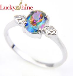 Bagues de mariage Luckyshien Roman Unique Shine Mystic Labreted Oval Rainbow Blue Russie Gift Australia Lovers7762263