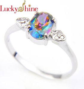 Wedding Rings Luckyshien Novel Unique Shine Mystic Lab Created Oval Rainbow Blue Russia Holiday Gift Australia Lovers1692657