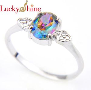 Wedding Rings Luckyshien Novel Unique Shine Mystic Lab Created Oval Rainbow Blue Russia Holiday Gift Australia Lovers7524835