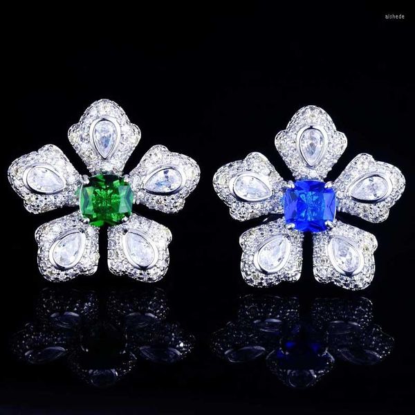 Anneaux De Mariage Charme De Luxe Incrustation De Camélia Éblouissant Zircon Cubique Fleur Exquise Bijoux Réglables Pour Les Femmes Cadeaux De Fiançailles De Mariage