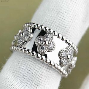 Wedding Rings Luxe designer Ring Dames sieraden bedelarmband vier blad gras armband elegante mode stalen titanium heren 18K roségoud