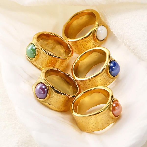 Anillos de boda Diseños de lujo Anillo de sello de piedras preciosas para mujeres Accesorios Moda 316l Joyería de dedo de acero inoxidable Bague Día de San Valentín