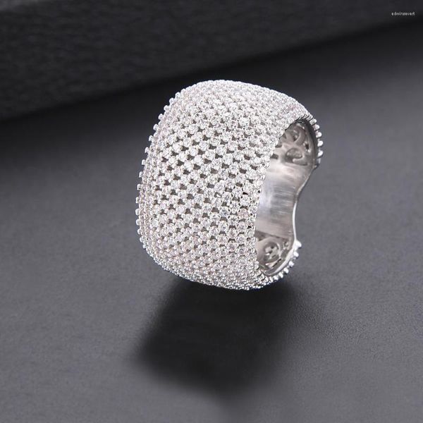 Anneaux De Mariage De Luxe Dubaï Large Surface Zircon Cubique Pour Les Femmes Bague De Fiançailles Doigt Anillos Mujer