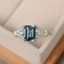 Trouwringen Luxe Mode-sieraden Blauwe Topaas Set Zirkoon Ring Vrouwen Verloving Dating Huwelijk Cadeau Voor