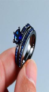 Trouwringen Luxe Vrouwelijke Blauwe Ronde Ring Set Vintage Zwart Goud Bruids Voor Vrouwen Promise Love Solitaire VerlovingsringWedding1929747