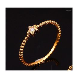 Anneaux De Mariage De Luxe Femme Blanc Zircon Pierre Anneau Or Jaune Couleur Cristal Petite Étoile Promise Fiançailles Pour Les Femmes Drop Delivery J Dhwga