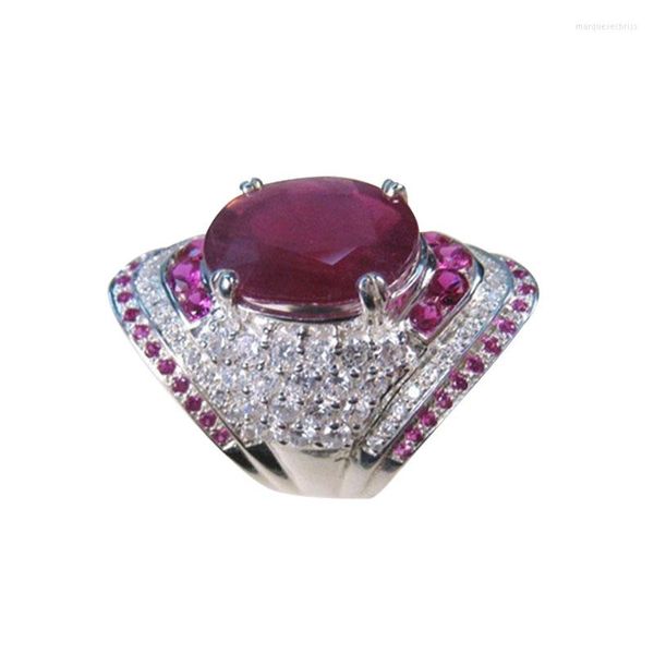 Anneaux de mariage De Luxe Fuchsia Zircon Bague Femme Bijoux De Fête Anniversaire Cadeau Accessoires De Mode