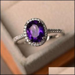 Wedding Rings Luxe sieraden 925 Sterling Sier Oval Cut Mti Color Topaz CZ Diamond Party Dames trouwring Ring voor minnaar Dr Dhgarden Dhtze