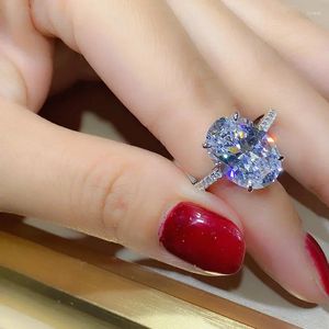 Bagues de mariage Luxury Ovale Cut 3Ct Zircon CZ Ring Original Silver Color Engagement Band For Women Party Bijoux