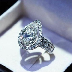 Wedding Rings Luxe peer vorm Cubiek zirkonia voor vrouwen Jewlery elegante vrouwelijke verlovingsjubileumfeestbands Fashion Ring 279q