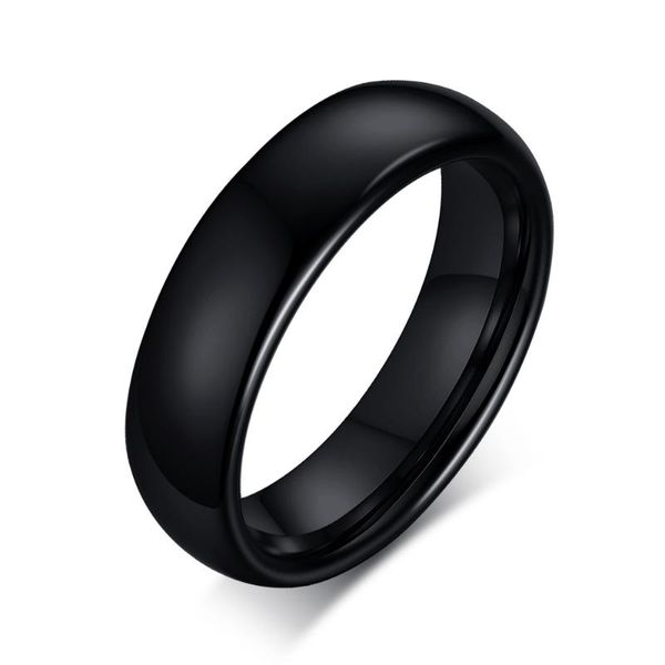 Anillos de boda Promesa de lujo para hombres Brillante Tungsteno Negro Joyería redonda Regalo de mujer Amor para siempre Anti Scratch Letras Nombre 6 mm